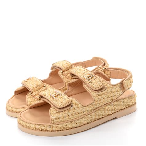 chanel velcro sandals beige|Chanel Velcro dad sandals.